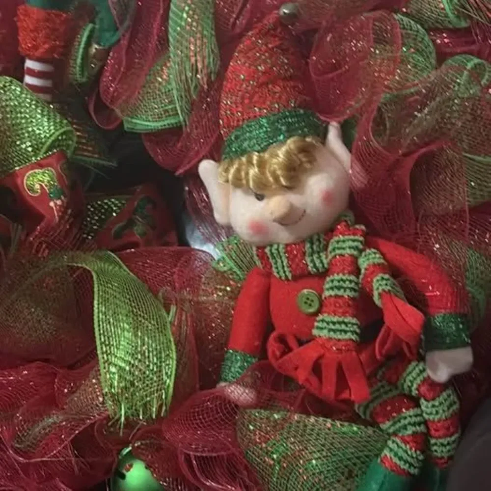 Christmas Elf Deco Mesh Wreath